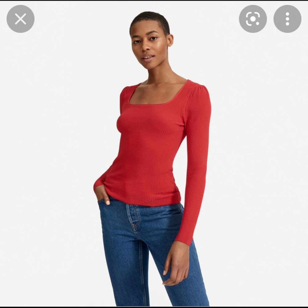 Everlane red square neck top.